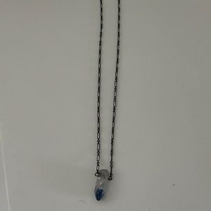 Blue and white kyanite stone silver chain necklace